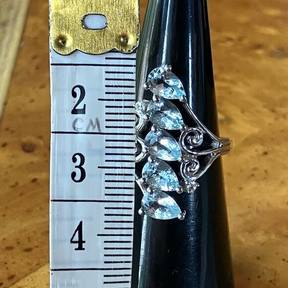 Natural Aquamarine Sterling Silver Ring Size 6 - Picture 8 of 10
